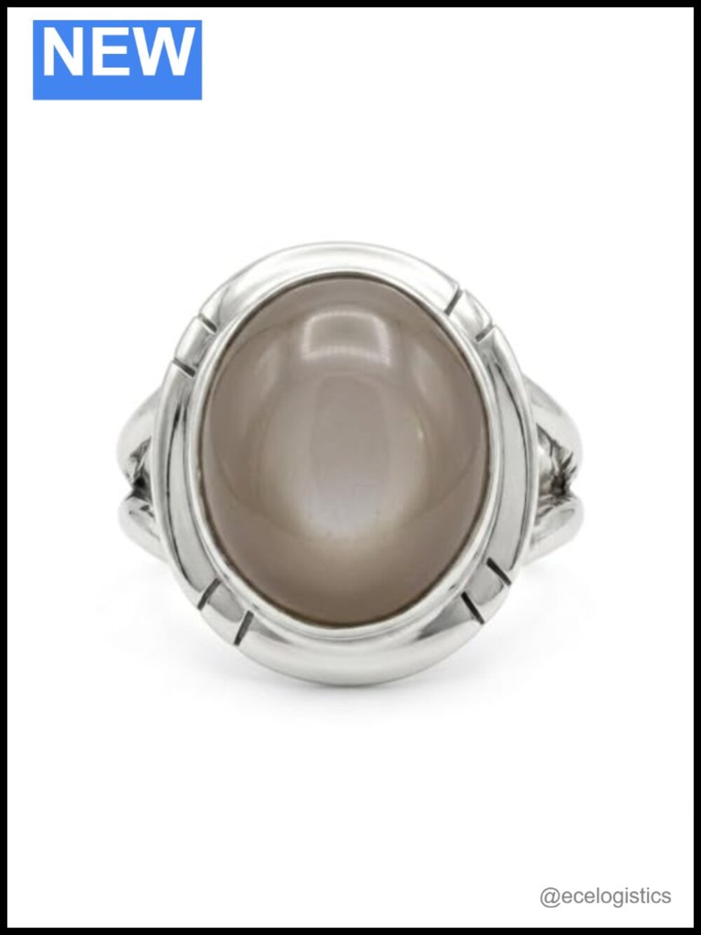 Natural Grey Orthoclase Moonstone 925 Sterling Silver Ring Size 9.5